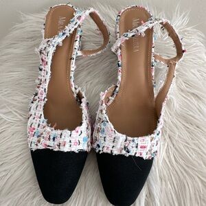 Women's Multicolor Tweed Slingback Flats